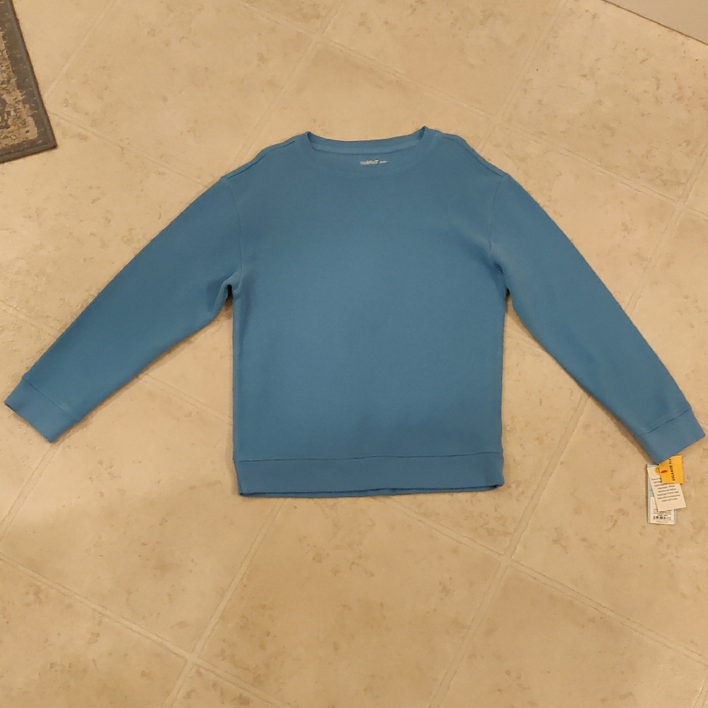 New!Cat and Jack Boys blue crewneck top long sleeve sz 6/7 100% cotton Y2K